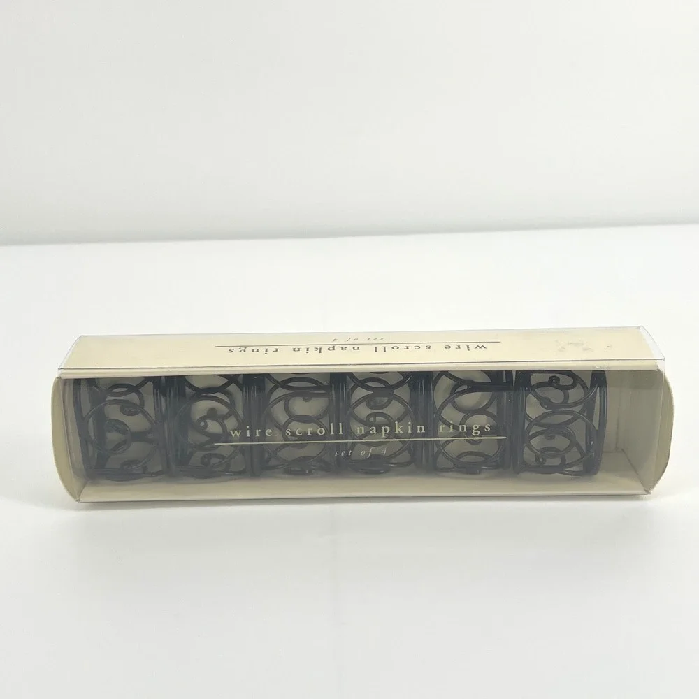 Wire Scroll Metal Napkin Rings Black Set of 6 Vintage Table Decor Pier 1 Imports